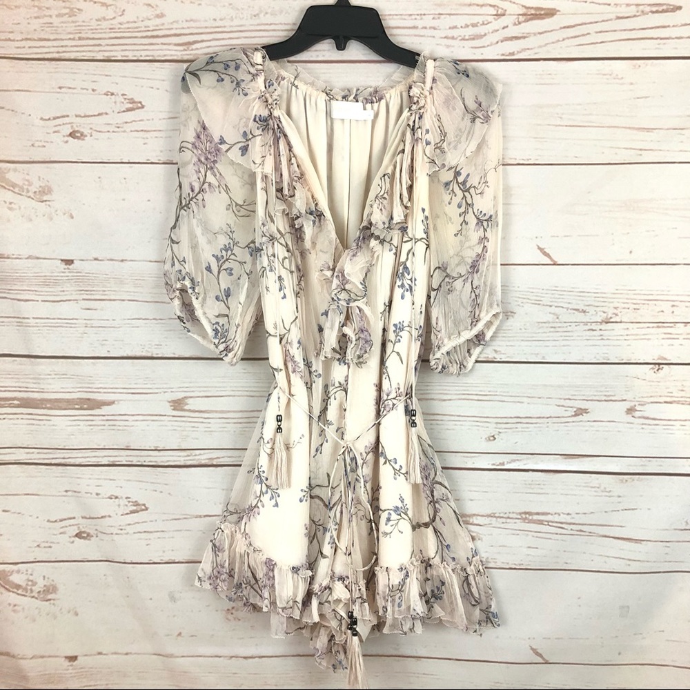 Zimmerman Sheer Silk Floral Playsuit Romper